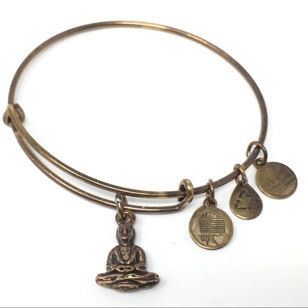 Alex Ani Energy Gold Tone Buddah Charm Expandable Bangle Bracelet